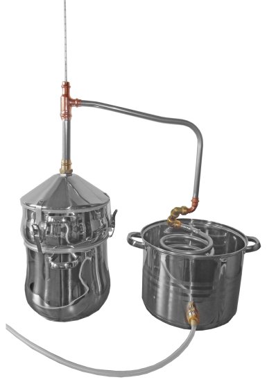 (Bild für) 12 Liter Hybrid-Destille, Kolonne, Schlangenkühler - zum Schließen ins Bild klicken