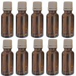(Bild für) 10 Fläschchen à20 ml aus Braunglas zur Aufbewahrung von ätherischen Ölen, Tropfer mit Originalverschluss