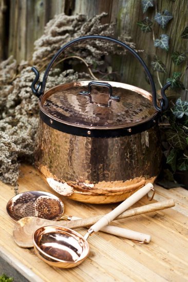 (Bild für) "CopperGarden®" Kupferkessel / Hexenkessel, "verzinnt" mit Deckel ca. 20 Liter - zum Schließen ins Bild klicken