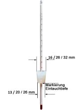 (Bild für) Destillier-Thermometer, 30 cm, mit Silikonstopfen Ø 21-27 mm